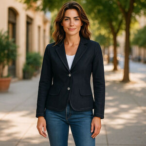 Asset Black Minimalist Stretch Blazer Denim Jacket Size Small